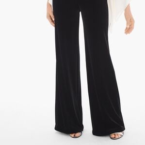 Chico's black pull-on velvet wide leg evening dress pants in size 0